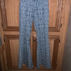 White Patterned Bell Bottoms
